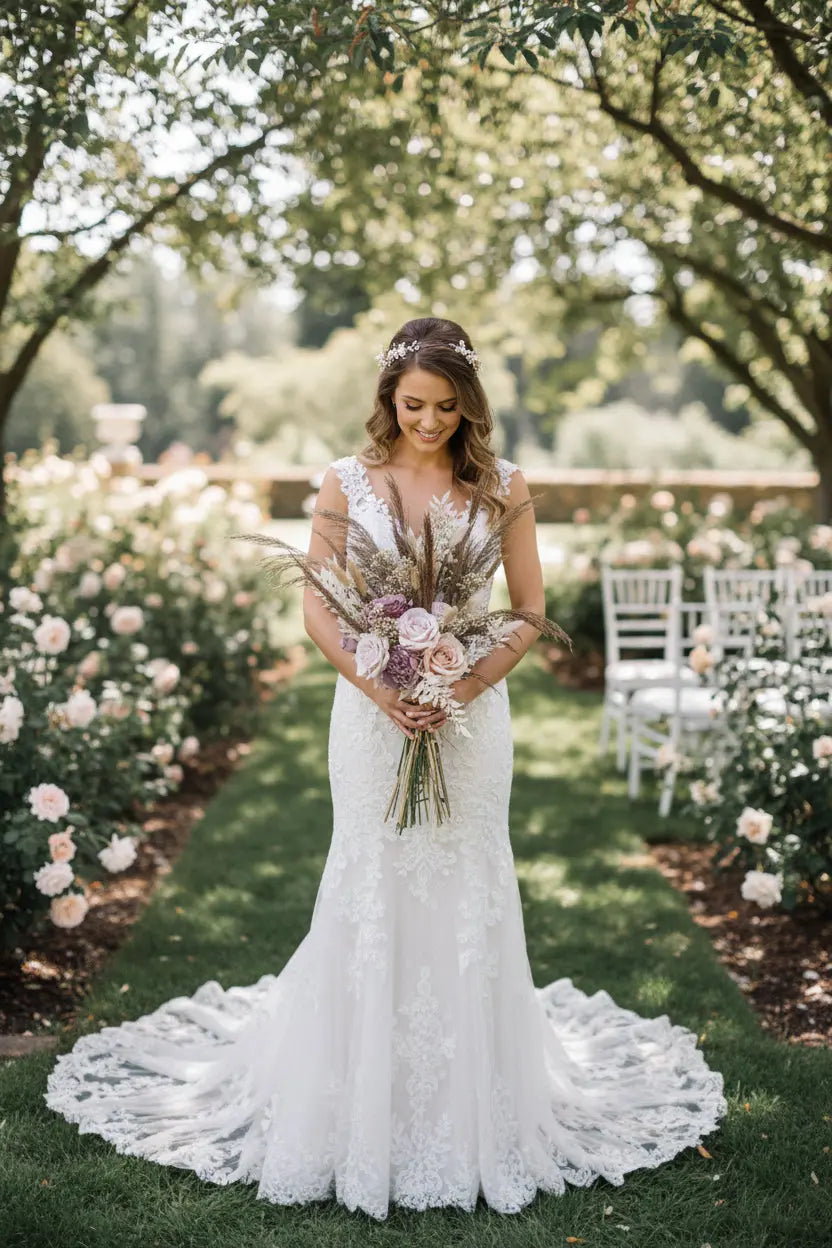 Boho Pampas Bouquet Blush Pink Claire De Fleurs