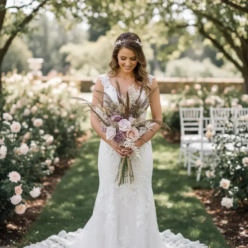 Boho Pampas Bouquet Blush Pink Claire De Fleurs