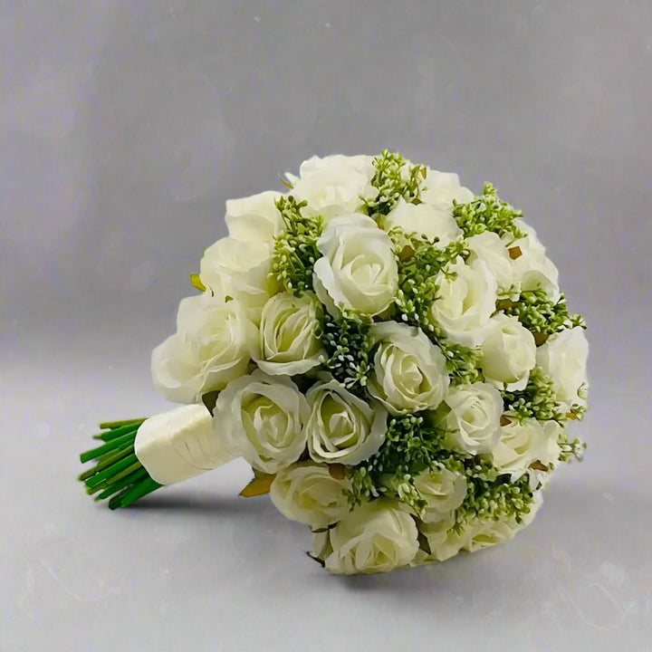 Bridal Package Artificial Flowers White Rose Claire De Fleurs