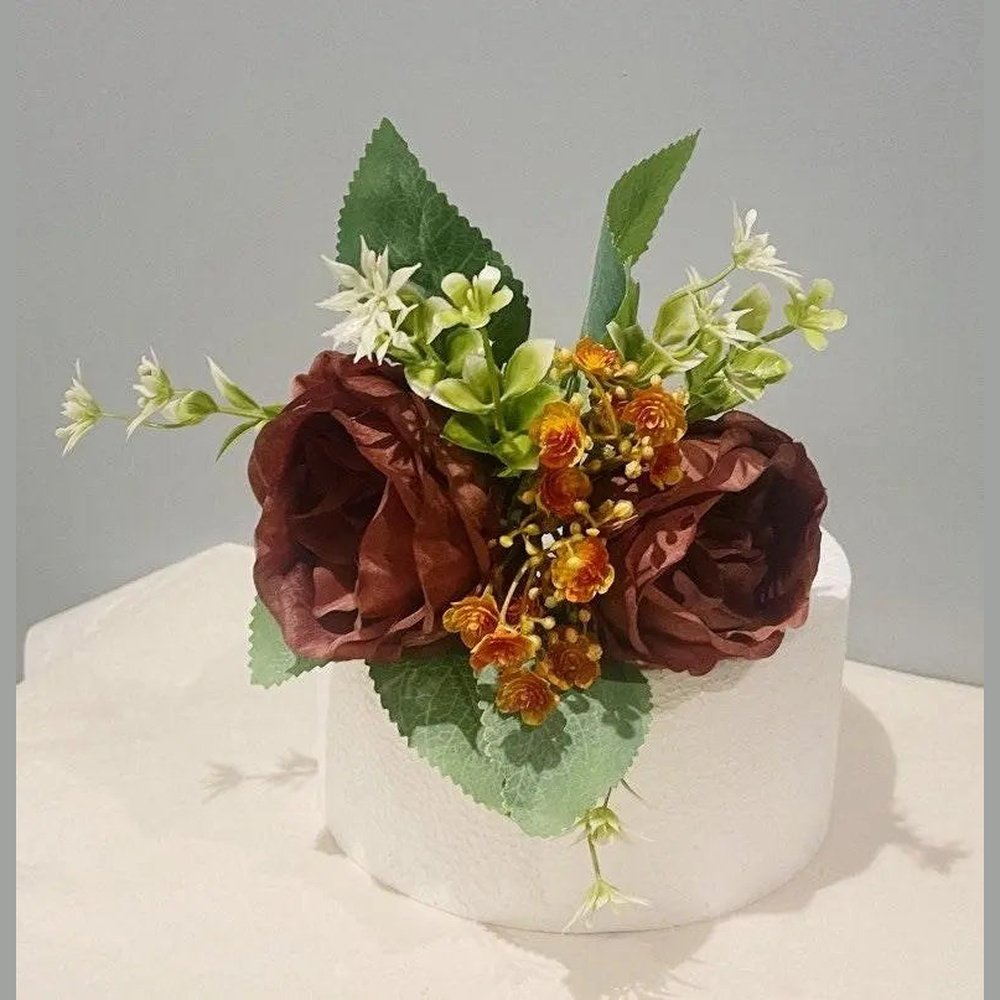 Brown Autumnal Peony Cake Topper - Artificial Flowers | Claire De Fleurs