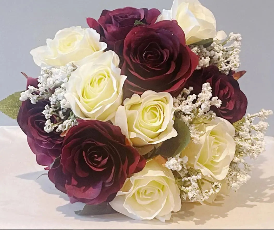 Burgundy And Cream Rose Wedding Bouquet Claire De Fleurs