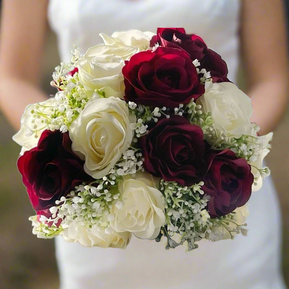 Burgundy Ivory Rose Bridal Package Claire De Fleurs