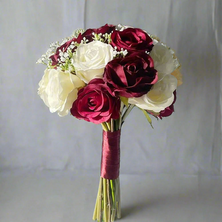 Burgundy Ivory Rose Bridal Package Claire De Fleurs