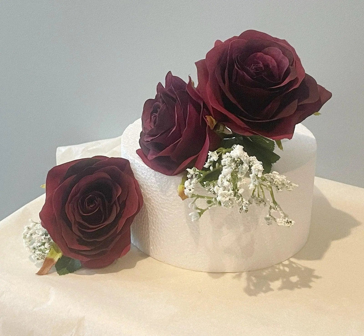 Burgundy Rose Cake Topper - Artificial Flowers | Claire De Fleurs