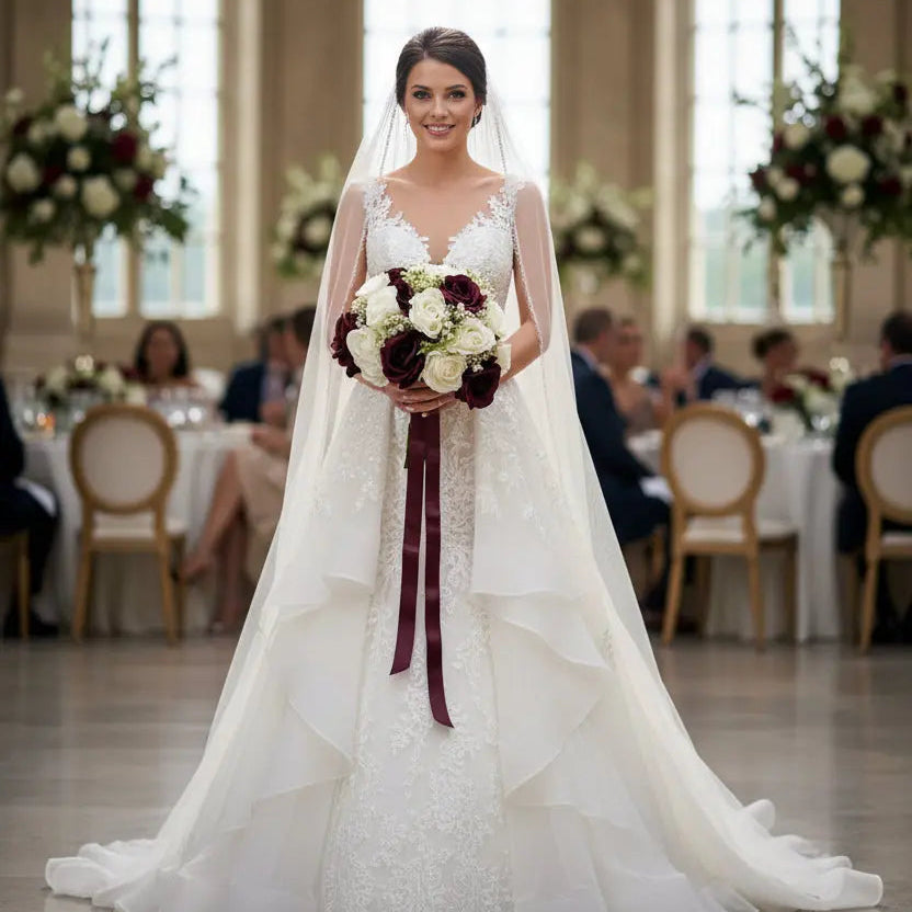 Burgundy and Ivory Rose Bridal Package Claire De Fleurs
