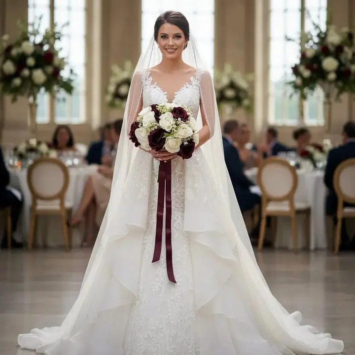 Burgundy and Ivory Rose Bridal Package Claire De Fleurs