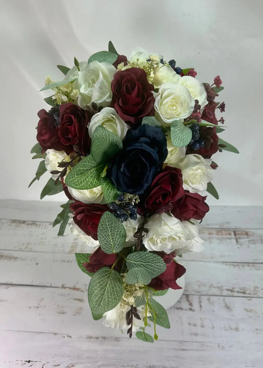 Burgundy, Navy  and Ivory Rose Wedding Collection Claire De Fleurs