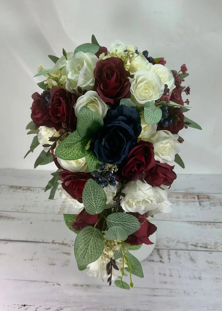 Burgundy, Navy  and Ivory Rose Wedding Collection Claire De Fleurs