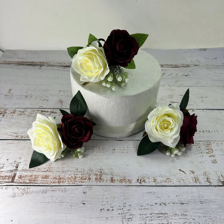 Burgundy, Navy  and Ivory Rose Wedding Collection Claire De Fleurs