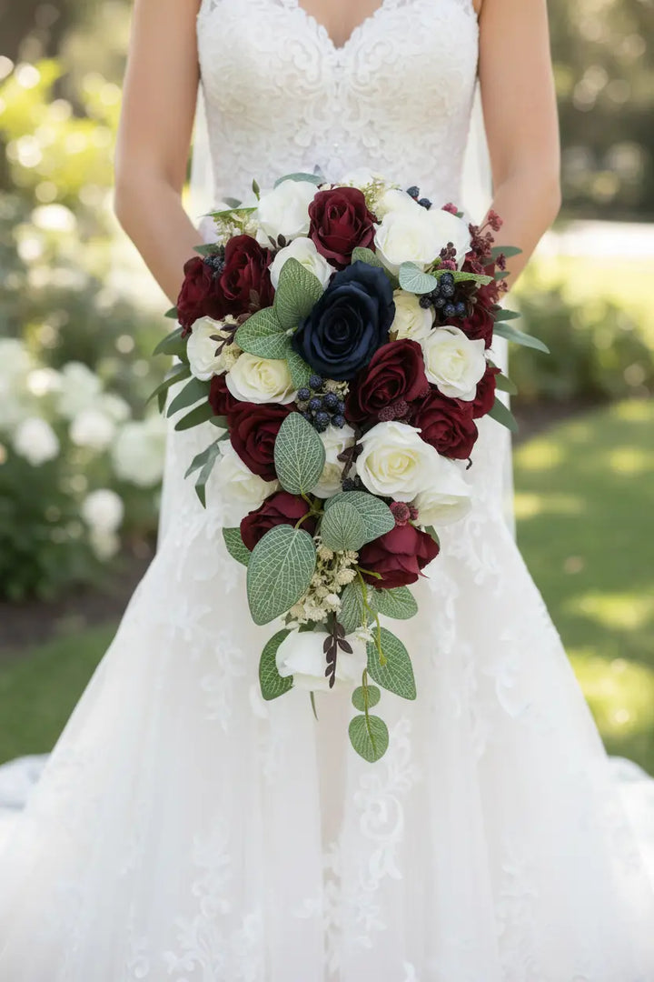Burgundy, Navy  and Ivory Rose Wedding Collection Claire De Fleurs