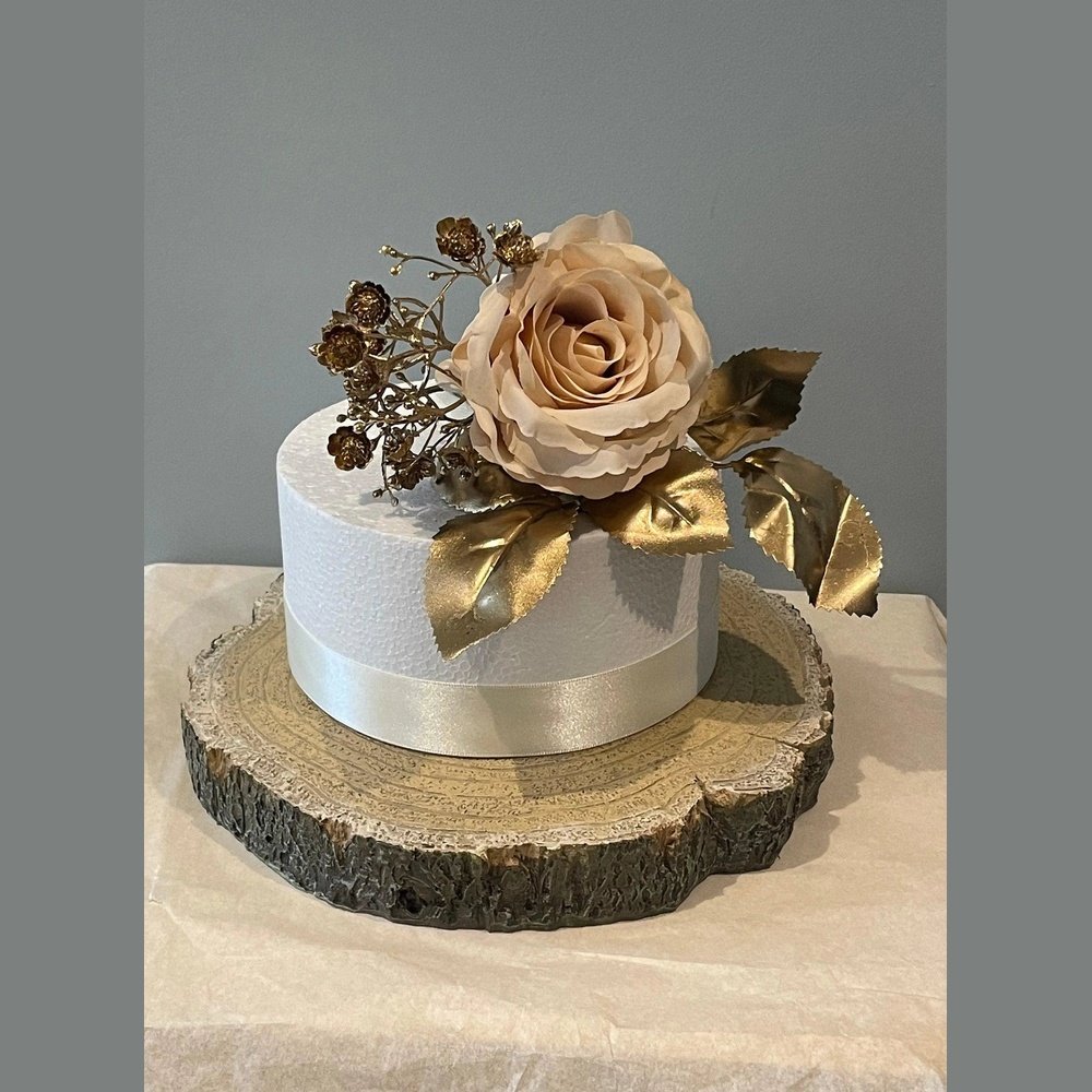 Champagne And Gold Rose Cake Topper - Artificial Flowers | Claire De Fleurs