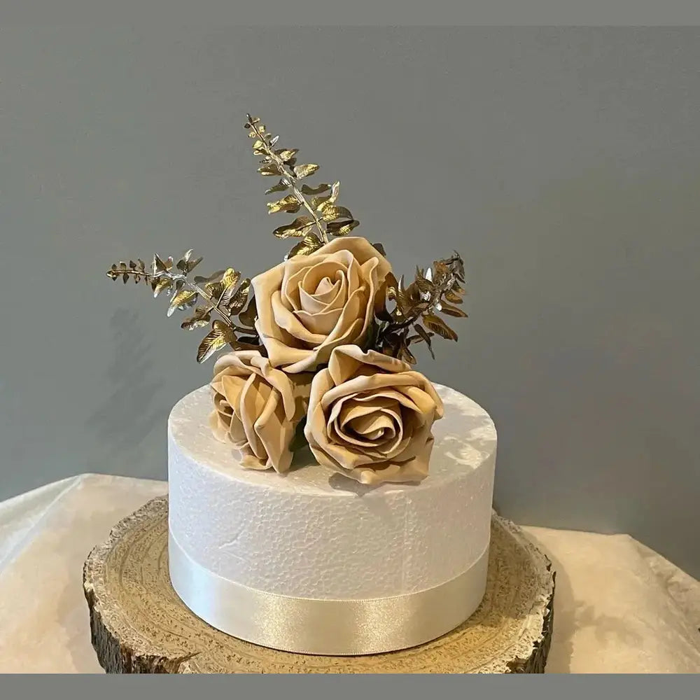 Champagne & Gold Flower Cake Topper - Artificial Flowers | Claire De Fleurs