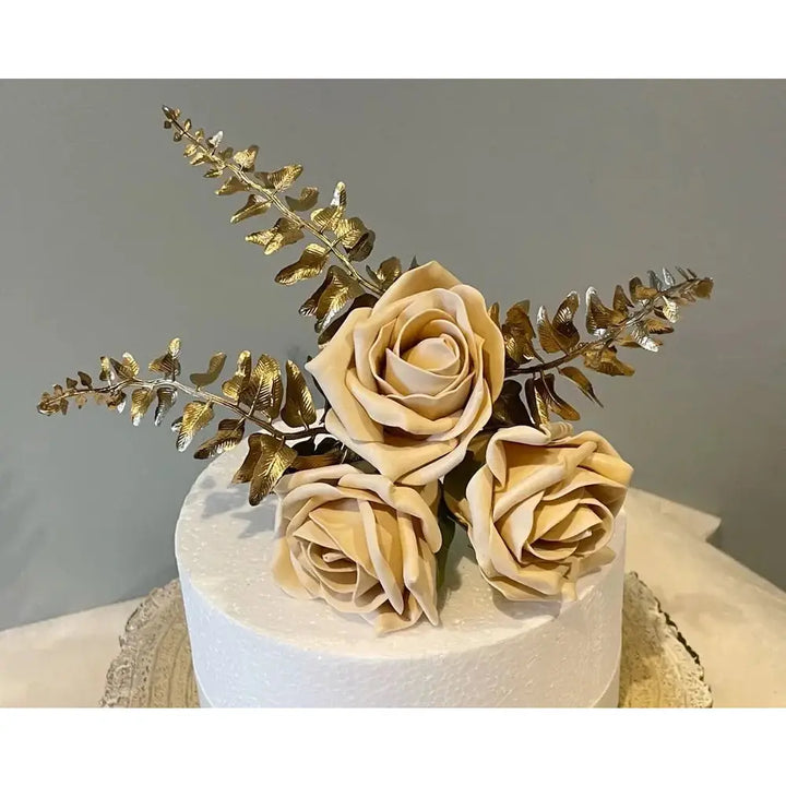 Champagne & Gold Flower Cake Topper - Artificial Flowers | Claire De Fleurs