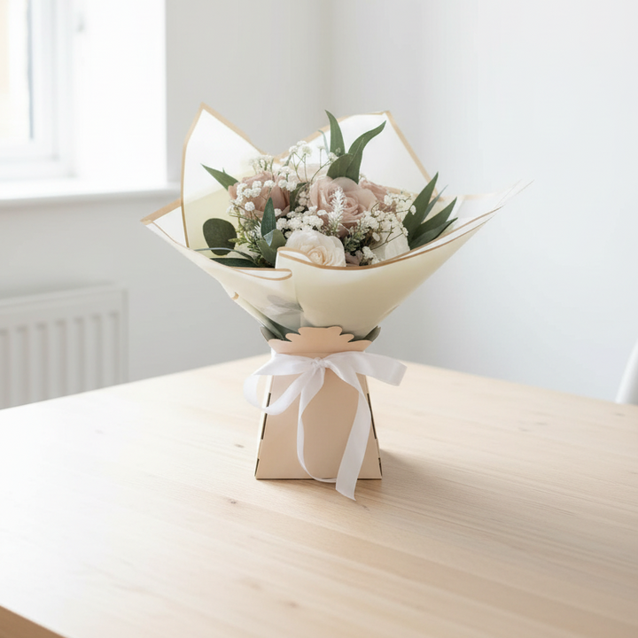 Cream, White, Nude and Brown Artificial Flower Gift Bouquet Claire De Fleurs