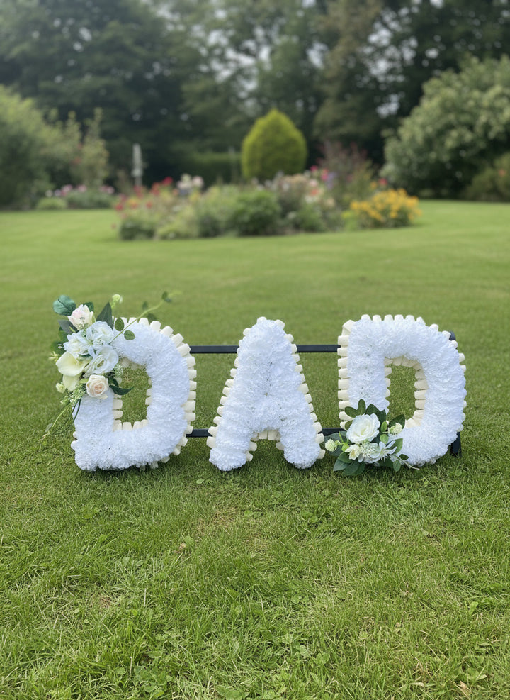 Dad Artificial White And Ivory Artificial Flower Letter Tribute Claire De Fleurs