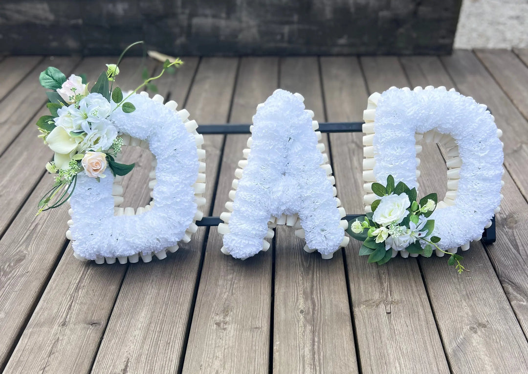 Dad Artificial White And Ivory Artificial Flower Letter Tribute Claire De Fleurs
