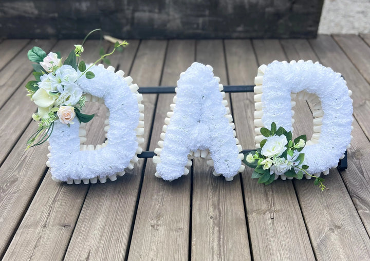 Dad Artificial White And Ivory Artificial Flower Letter Tribute Claire De Fleurs