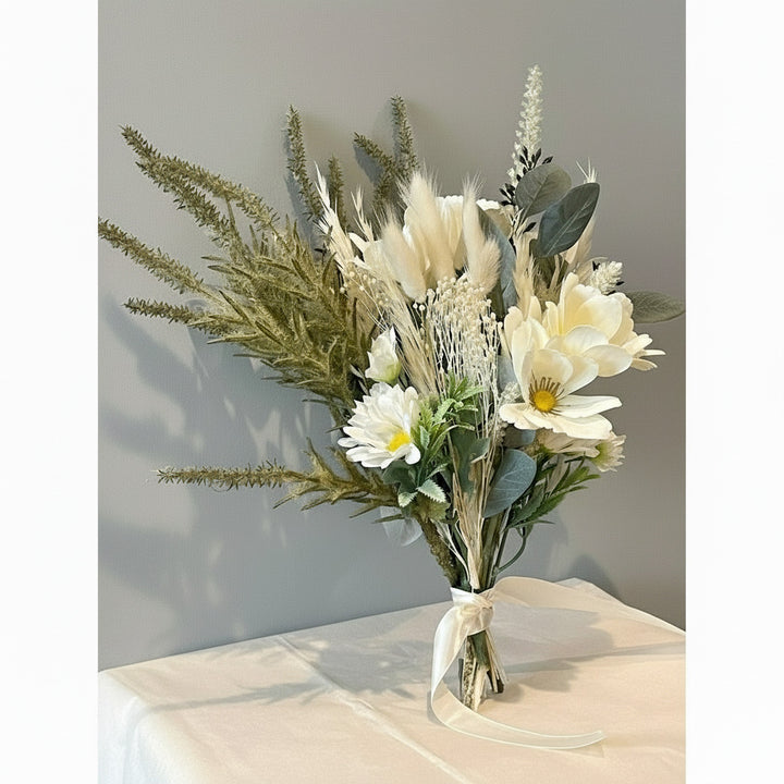 Daisy And Eucalyptus Rustic Bouquet - Artificial Flowers | Claire De Fleurs