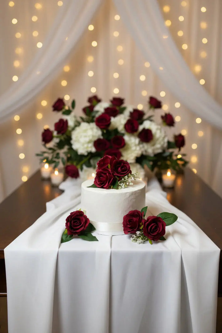 Dark Red And Ivory Artificial Wedding Bouquet Claire De Fleurs