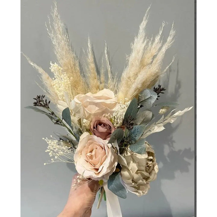 Dusky Pink And Nude Boho Wedding Bouquet Claire De Fleurs