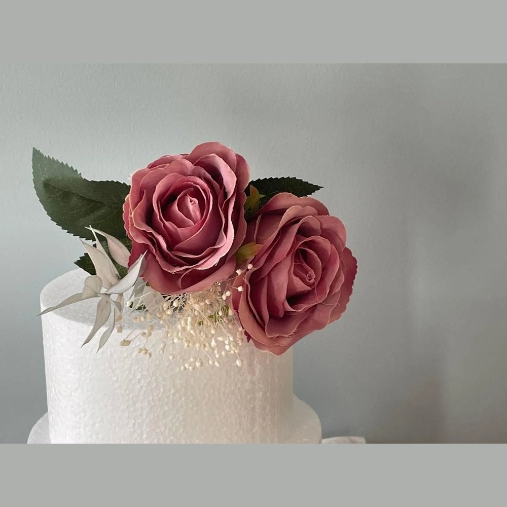 Pink Rose Flower Cake Topper - Artificial Flowers | Claire De Fleurs