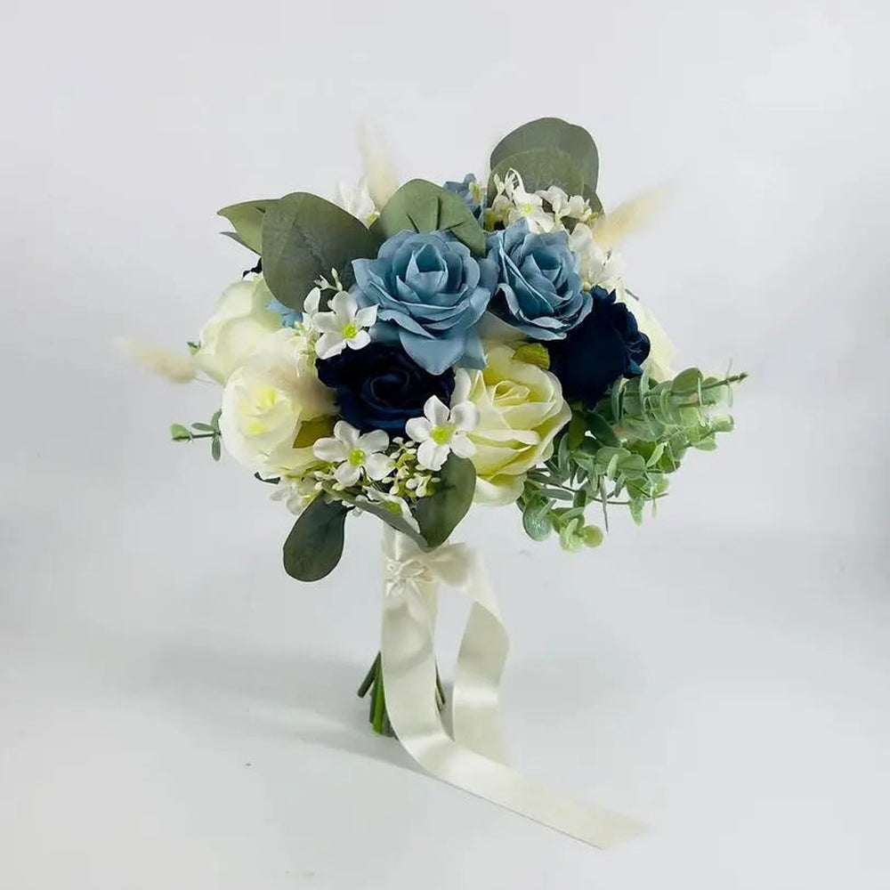 Dusty Blue & Ivory Wedding Flowers - Faux Silk Flowers Wedding Flowers | Claire De Fleurs Claire De Fleurs