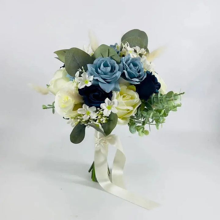 Dusty Blue & Ivory Wedding Flowers - Faux Silk Flowers Wedding Flowers | Claire De Fleurs Claire De Fleurs