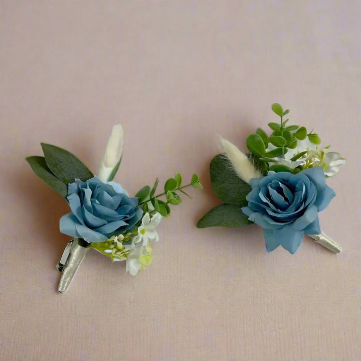 Dusty Blue & Ivory Wedding Flowers - Faux Silk Flowers Wedding Flowers | Claire De Fleurs Claire De Fleurs