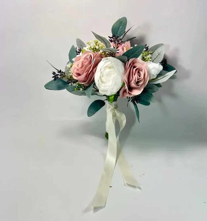 Dusty Pink And White Artificial Wedding Bouquet Claire De Fleurs