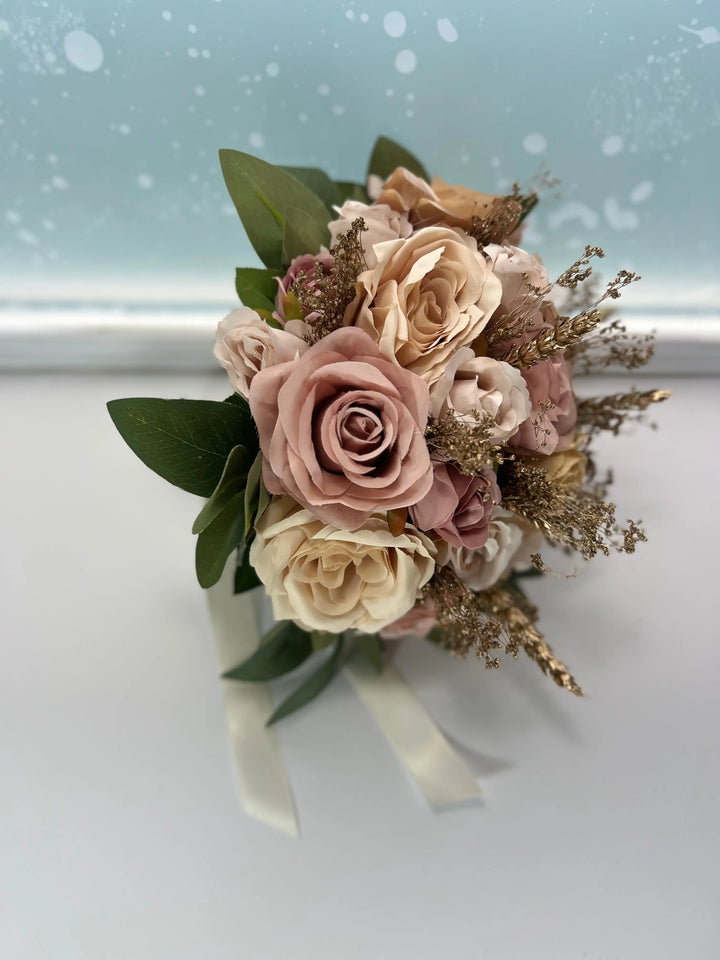 Gold, Nude And Burnt Orange Artificial Bouquet Package Claire De Fleurs