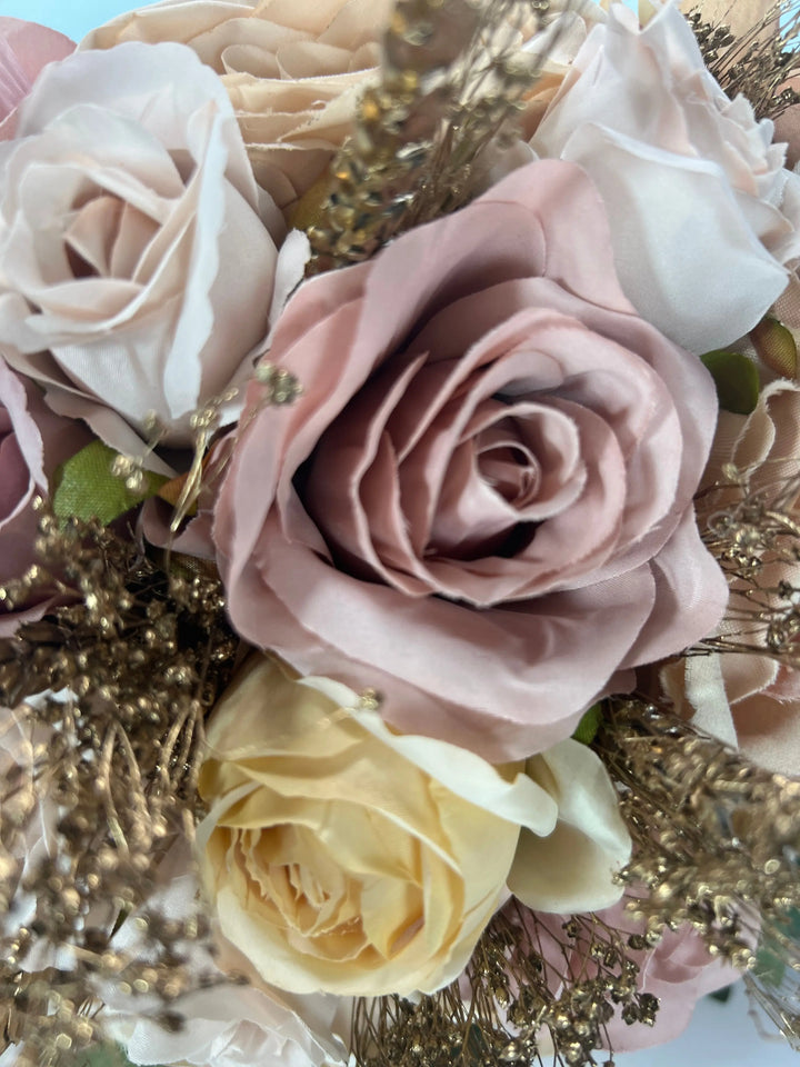 Gold, Nude And Burnt Orange Artificial Bouquet Package Claire De Fleurs