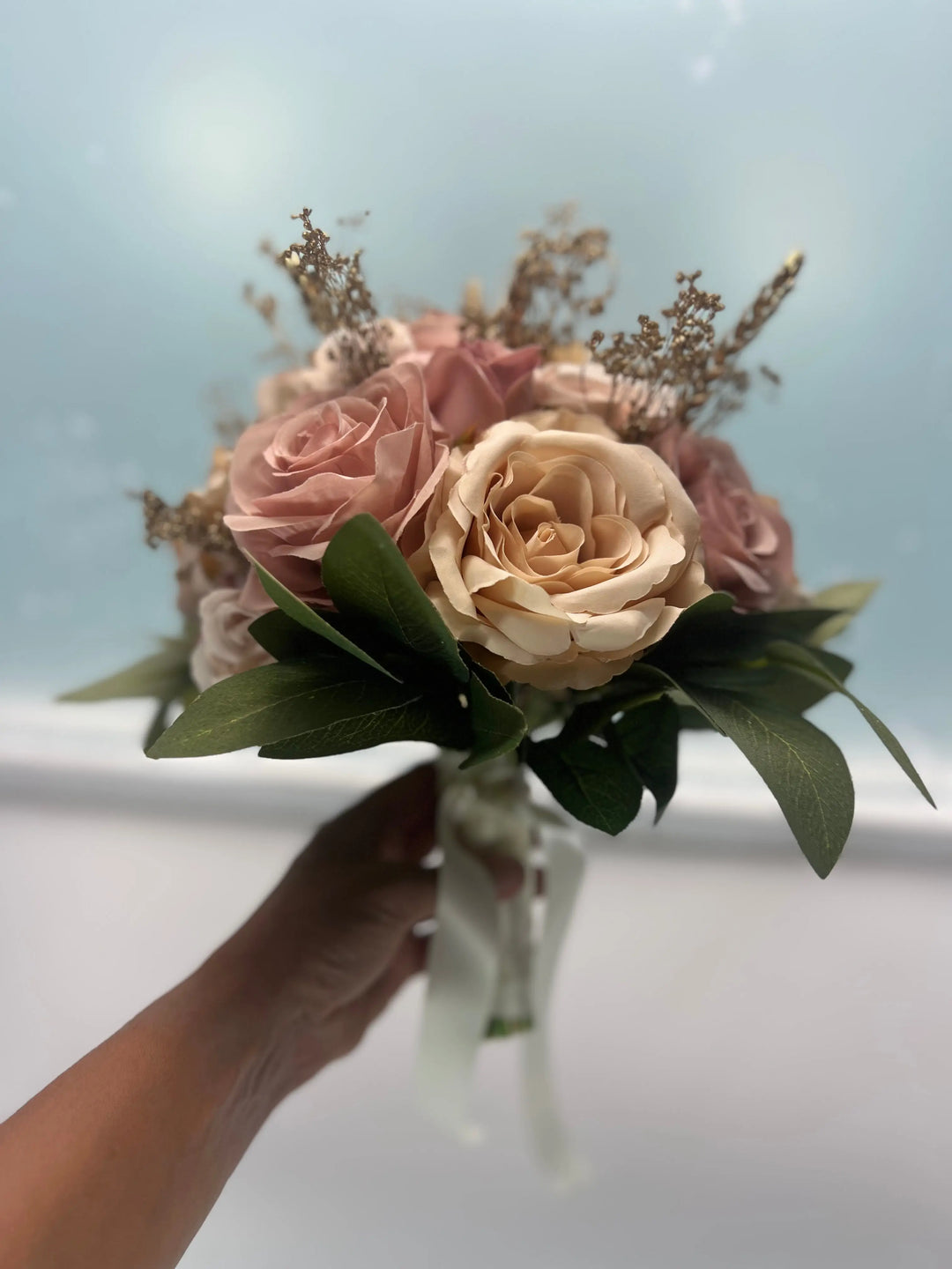 Gold, Nude And Burnt Orange Artificial Bouquet Package Claire De Fleurs