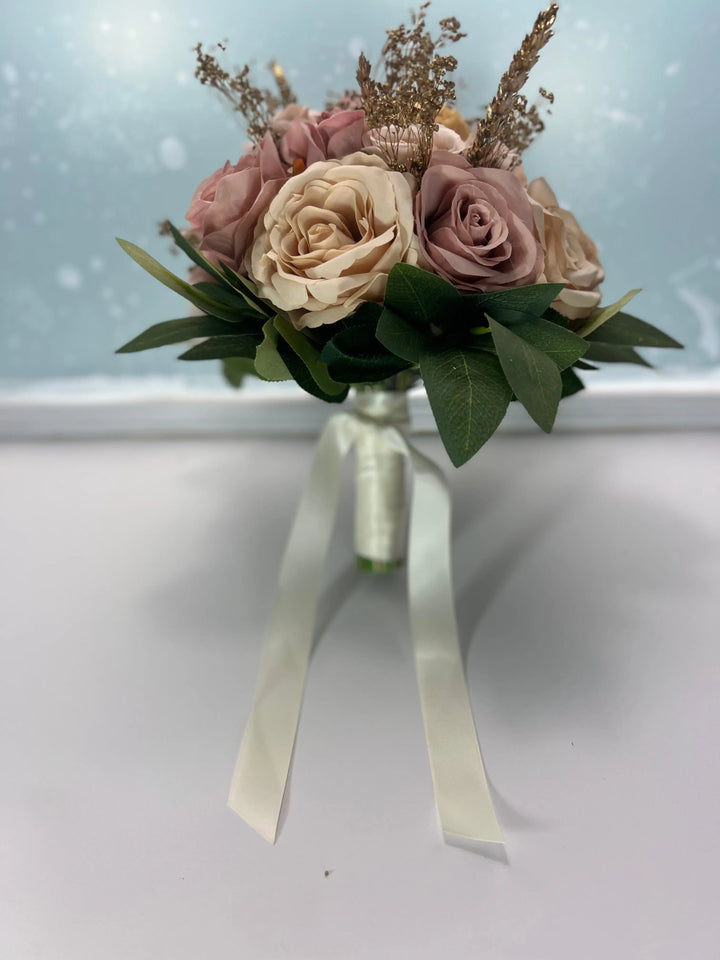 Gold, Nude And Burnt Orange Artificial Bouquet Package Claire De Fleurs