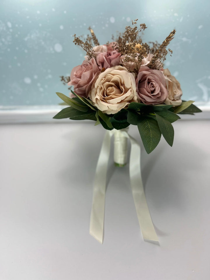 Gold, Nude And Burnt Orange Artificial Bouquet Package Claire De Fleurs