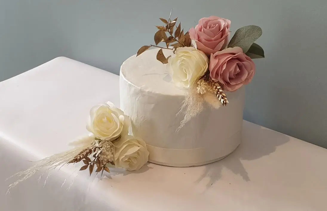 Gold, Pink And Ivory Flower Cake Flowers Claire De Fleurs