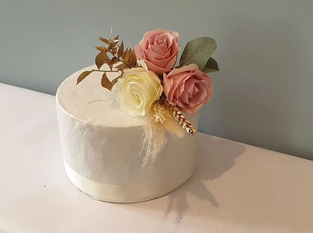 Gold, Pink And Ivory Flower Cake Flowers Claire De Fleurs