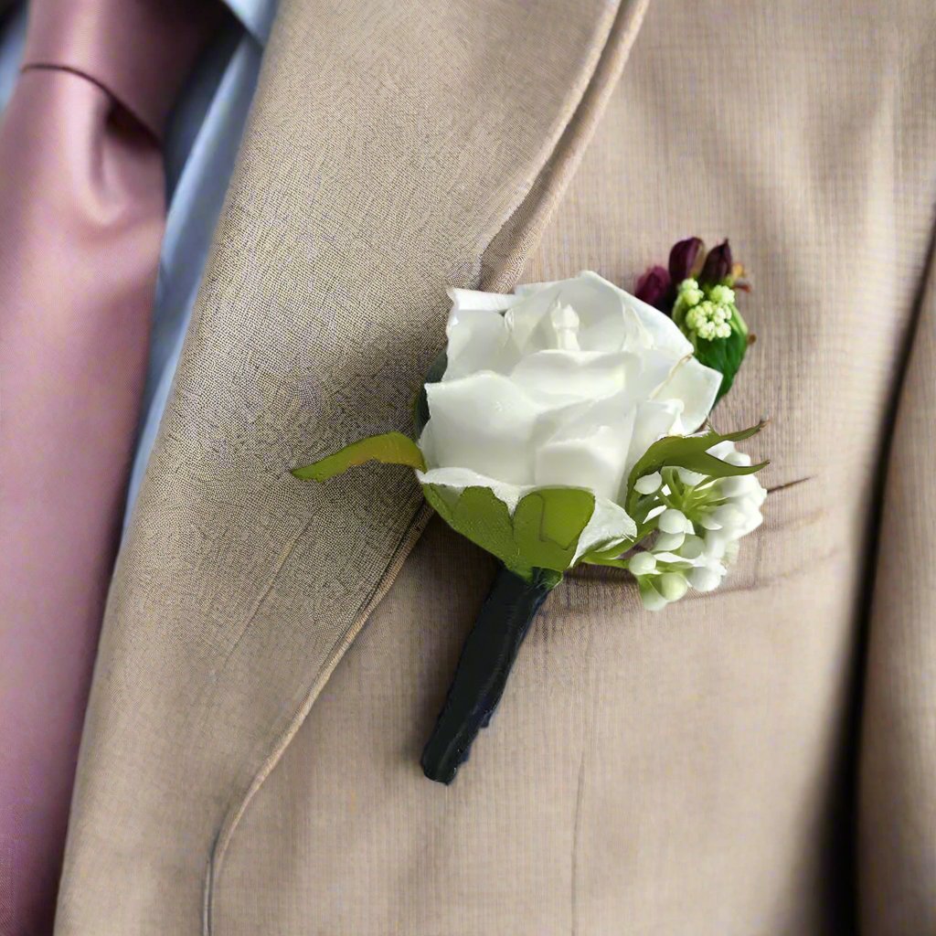 Green, Ivory and Black Wedding Bridal Bouquet - Faux Silk Flowers Wedding Flowers Claire De Fleurs