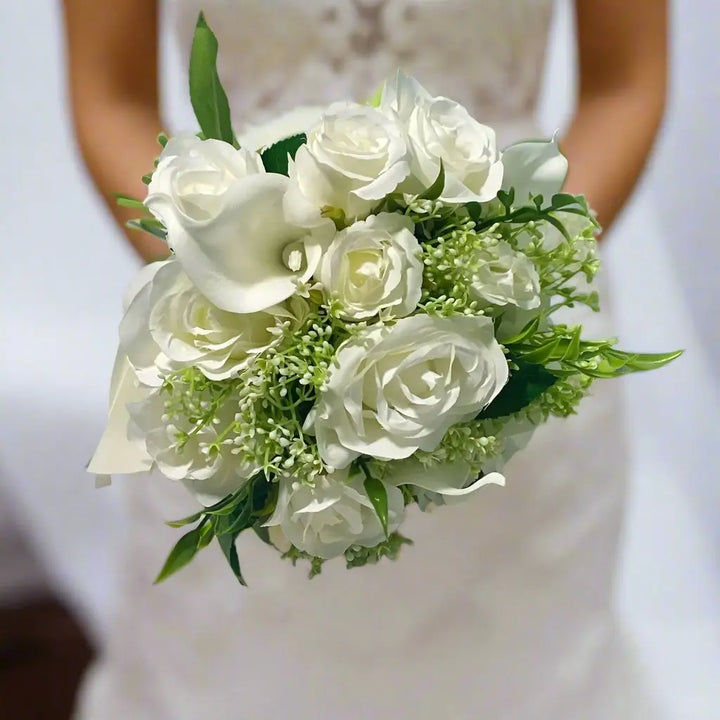 Ivory Rose And Gypsophila Bouquet Claire De Fleurs