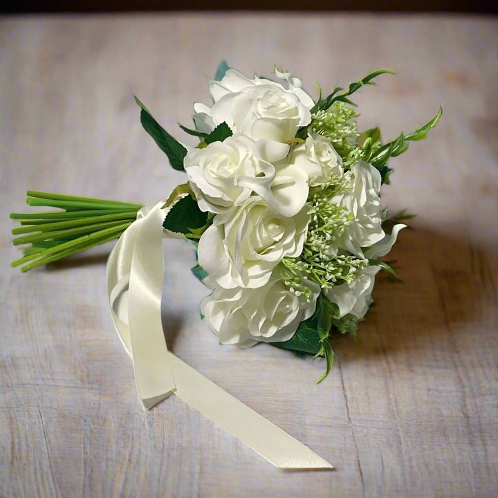 Ivory Rose And Gypsophila Bouquet Claire De Fleurs