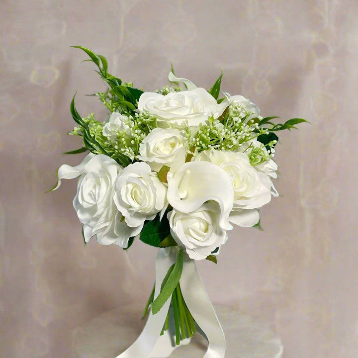 Ivory Rose And Gypsophila Bouquet Claire De Fleurs