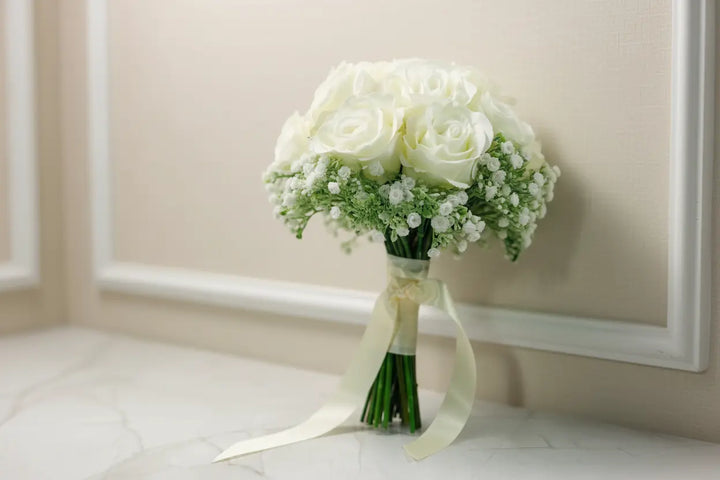 Ivory Rose Bridal Bouquet – Faux Silk Wedding Flowers