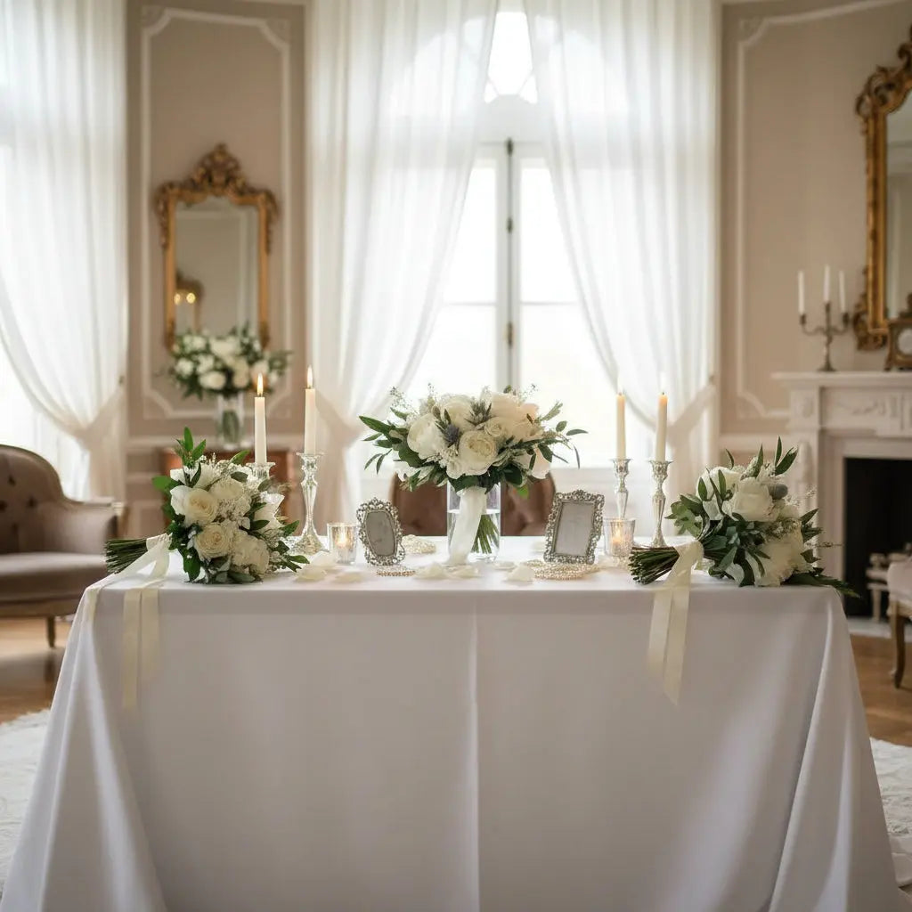 Ivory White Rose Peony And Thistle Bouquet Claire De Fleurs