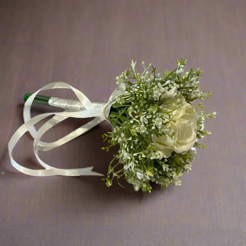 Ivory/White Rose Flower Girl Wand/Posy Claire De Fleurs