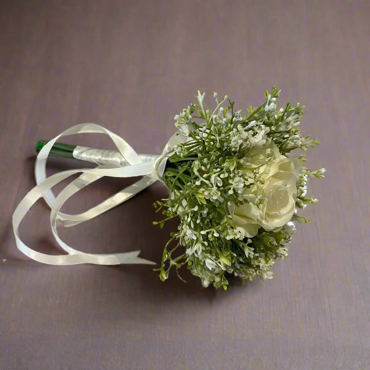 Ivory/White Rose Flower Girl Wand/Posy Claire De Fleurs
