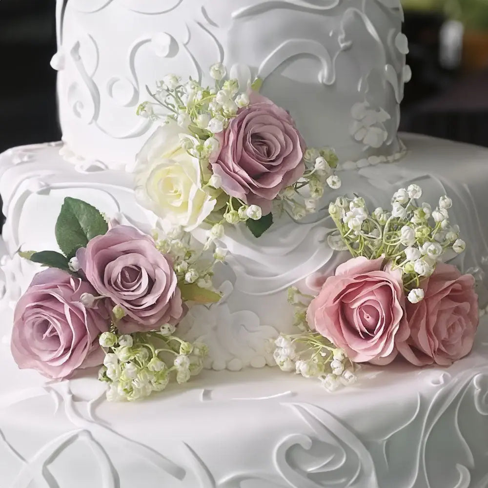 Lilac and Pink Blush Rose Cake Topper Claire De Fleurs