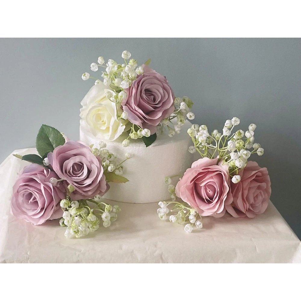 Lilac and Pink Blush Rose Cake Topper - Artificial Flowers | Claire De Fleurs