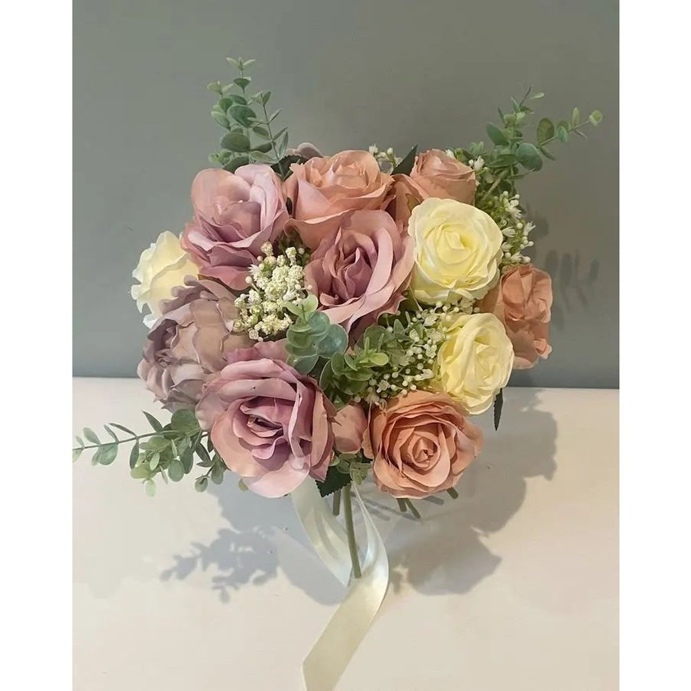 Lilac, Ivory , Blush Silk And Gypsophila Bouquet Claire De Fleurs