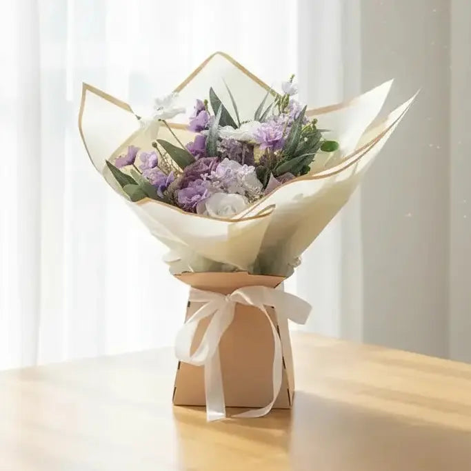 Lilac, Purple &amp; White Artificial Flower Gift Bouquet Claire De Fleurs