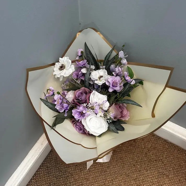 Lilac, Purple &amp; White Artificial Flower Gift Bouquet Claire De Fleurs