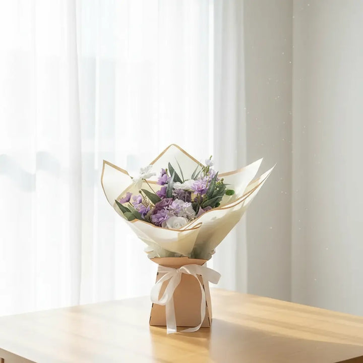 Lilac, Purple &amp; White Artificial Flower Gift Bouquet Claire De Fleurs